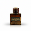 Perfume bottle labeled 'DW Aura Dark Temptation' on a light beige background