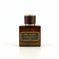 Perfume bottle labeled 'DW Aura London Mist' on a light beige background