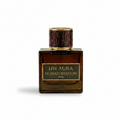 Perfume bottle labeled 'DW Aura Nomad Shadow' on a light gray background