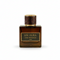 Perfume bottle labeled 'DW Aura The Winner' on a light beige background