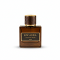 Brown DW Aura Tuscan Noir perfume bottle on a white background