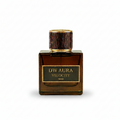 Perfume bottle labeled 'DW Aura Velocity' on a light beige background